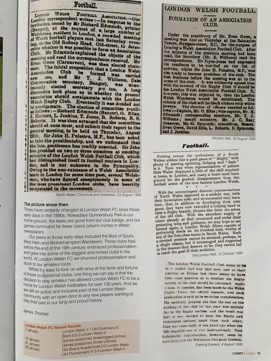 Clwb Pêl-Droed Cymry Llundain / LWAFC (@londonwelshafc) on Twitter photo Thanks to <a href="/LondonWelshCCLL/">London Welsh Centre</a> for publishing an article in their latest magazine about our history - we’re not quite as old as <a href="/Wrexham_AFC/">Wrexham AFC</a>, but we’ve been around a while. Un o glybiau hynnaf Llundain #footballhistory Thanks to <a href="/LondonWelshCCLL/">London Welsh Centre</a> for publishing an article in their latest magazine about our history - we’re not quite as old as <a href="/Wrexham_AFC/">Wrexham AFC</a>, but we’ve been around a while. Un o glybiau hynnaf Llundain #footballhistory