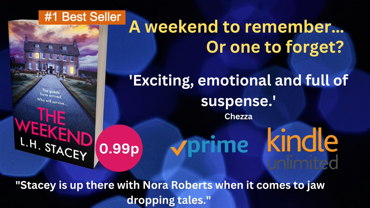 🌟 🌟 🌟 🌟 🌟
Will it be a weekend to remember? Or one to forget?
🌟 🌟 🌟 🌟 🌟

Find out for yourself: amzn.to/3BWveR3
🌟 🌟 🌟 🌟 🌟

#KindleUnlimited #AmazonPrime #psychlit #thriller #BookBoost #BooksWorthReading #BookTwitter #bestselling #99p