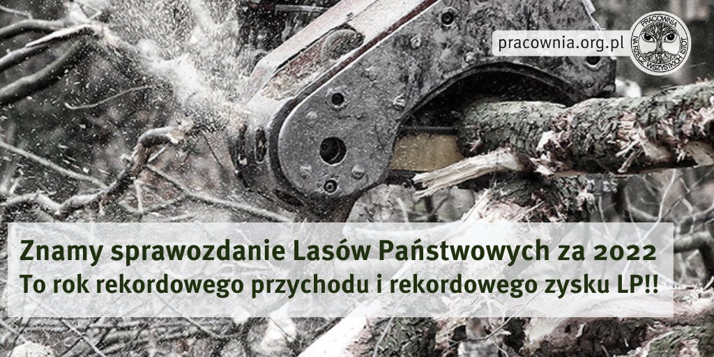 1/7🧵Sprawozdanie finansowe LP za 2022🪓🌳
To rekordowe: 
📈przychody ze sprzedaży drewna 13,5 mld 
📈zysk ok 1 mld 
📈średnie zarobki 10,4 tys. 
📈3 mld odpisu na Fundusz Leśny❗️

Na ochronę przyrody 0,4% przychodów (w poprzednich latach 0,5%).
➡️tinyurl.com/2s42asar