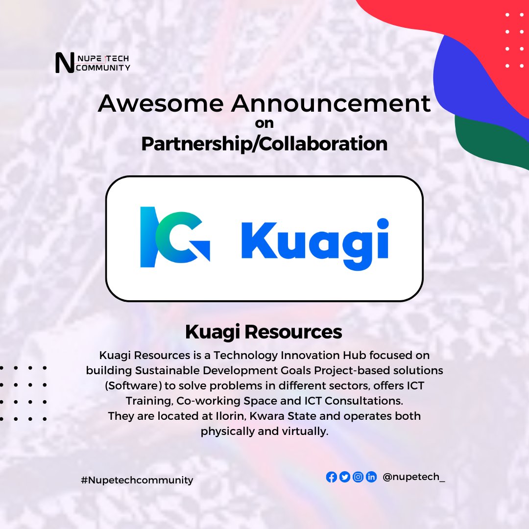 🎊Awesome Announcement

Partnering with @kuagiresources will bring more light and beautiful offers to the community as they are Well-equipped IT - Hub thriving high.

Follow @kuagiresources for more updates and opportunities in tech world.

#NupeTechCommunity #Tech #TechEcosystem