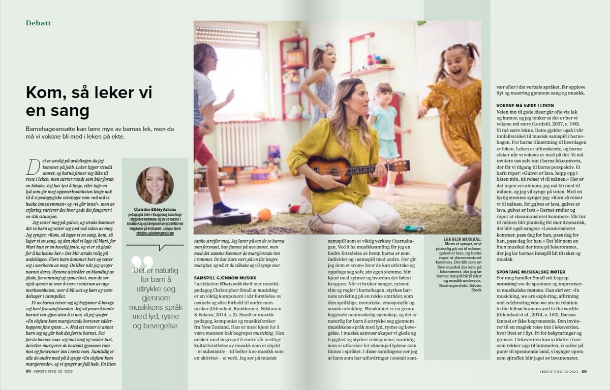 Christine Asheim er ein av dei dyktige pedagogane vi har med på laget på Knappskog skule! 1:1 dekning betyr ikkje skjerm heile tida. Leik, musikk og aktivitet er viktig! #digglæring #mittklasserom eblad.utdanningsnytt.no/F%c3%b8rste-st…