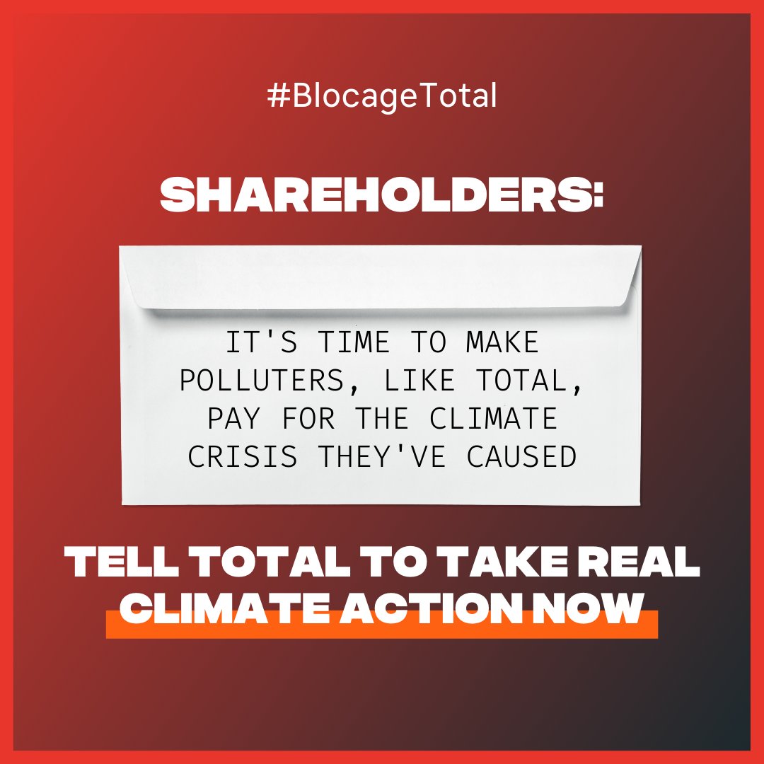 It's @TotalEnergies #AGM2023, where shareholders gather to celebrate record profits.

Instead we’re asking them to do what’s RIGHT.
@CreditAgricole @AXAFrance @Amundi_FR @BNPParibas:
🔥 Will you put people before profits & stop funding climate bombs? 🔥

#BlocageTotal #StopEACOP