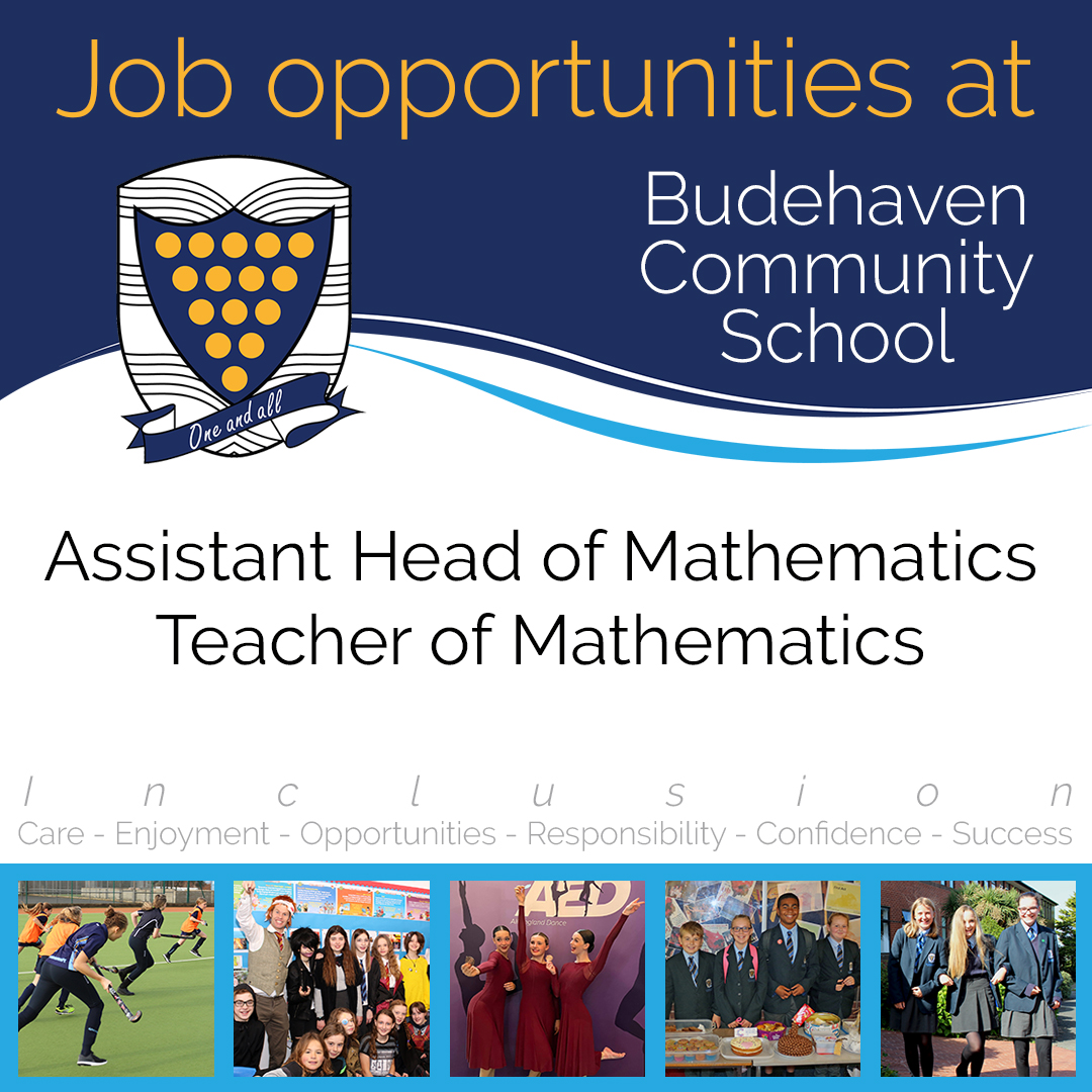 Great job opportunities at Budehaven:
budehaven.cornwall.sch.uk/news/assistant…

budehaven.cornwall.sch.uk/news/teacher-o…

#EduJobs #MathsTeacher #MathsEdu #JobsInGreatPlaces #Cornwall