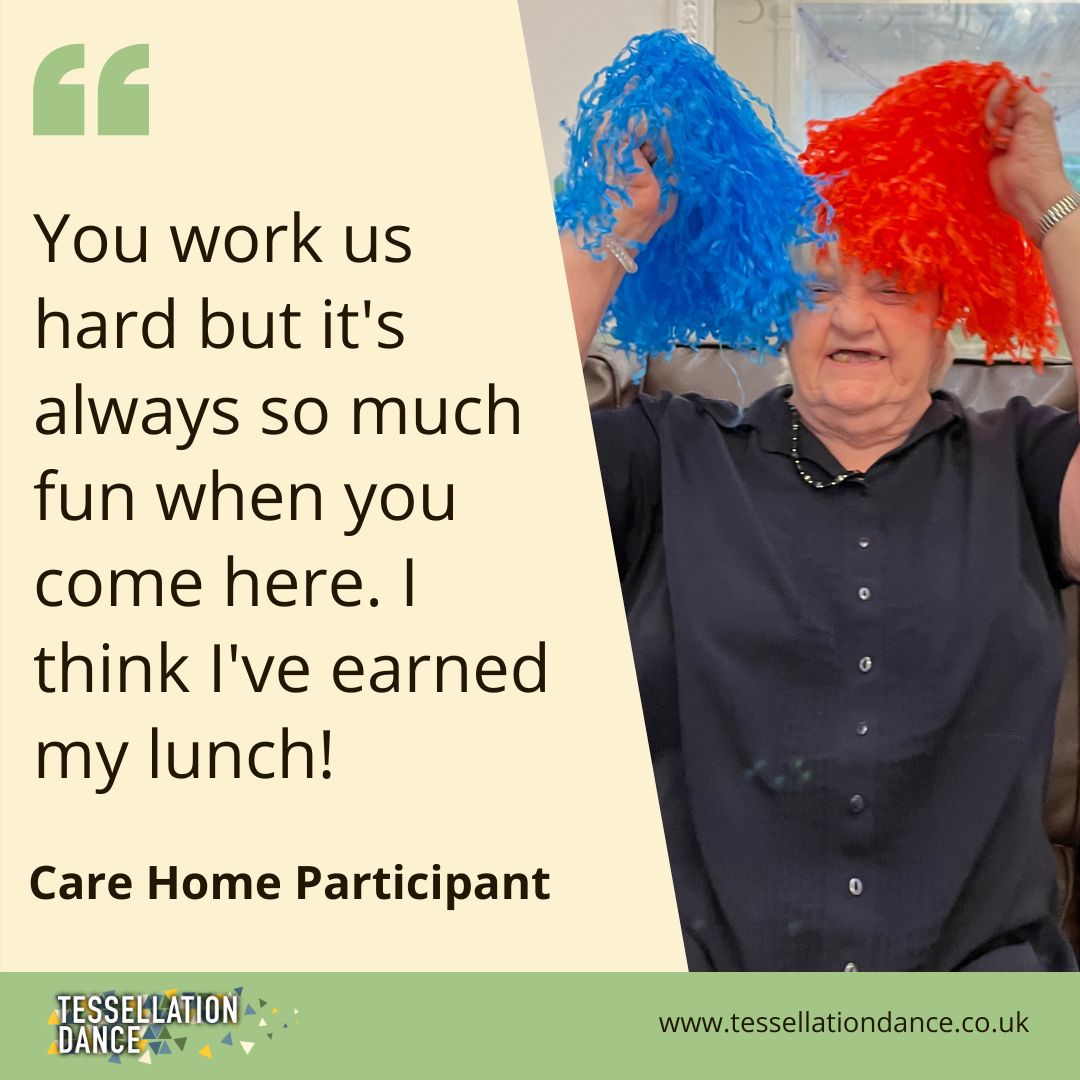 #FeedbackFriday

'You work us hard but it's always so much fun when you come here. I think I've earned my lunch!' - Care Home Participant

Note: Photos of participants included in this post are in no way linked to the quote. 

#InclusiveDance #SeatedDance #CareHomeActivities