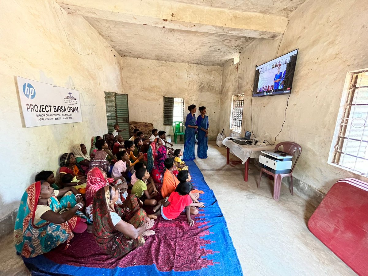 Adhvaitindia's tweet photo. The Smart Classroom became fully operational at the tribal colony Birhor in Telangadih, Jharkhand. It aims to reduce the digital divide in the remotest corner of India and improve the education facilities, socioeconomic conditions, and health needs of the tribals.#HPALFA #Project https://t.co/pr6qAXAQ7n