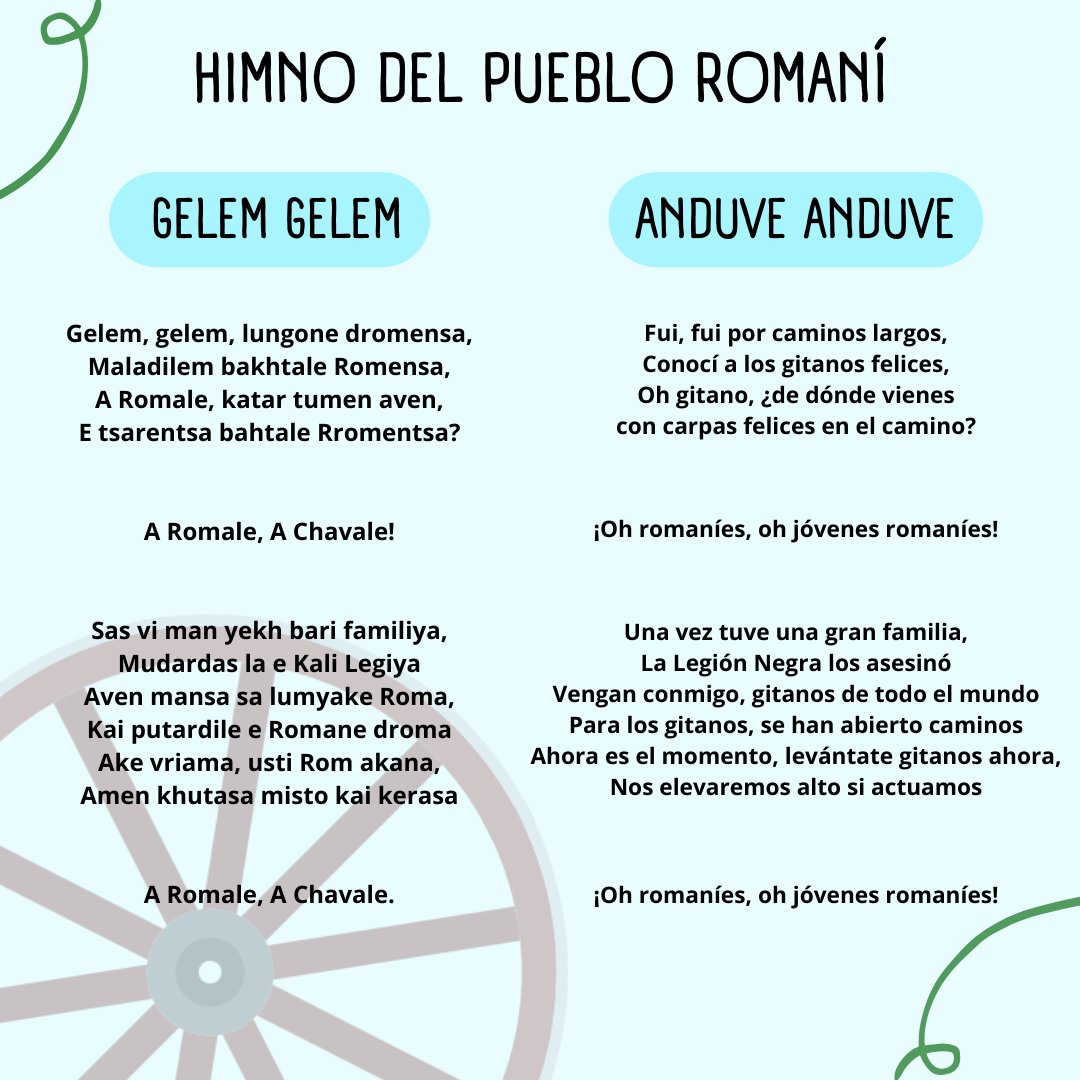 MdM_Navarra's tweet photo. El himno internacional del pueblo gitano “#Gelem, #gelem” (“Anduve, anduve”) fue aprobado en el #PrimerCongresoMundialRomaní en 1971. Sus orígenes se remontan a la persecución del pueblo gitano por los nazis en la #SegundaGuerraMundial. https://t.co/bxTFRyQiiy