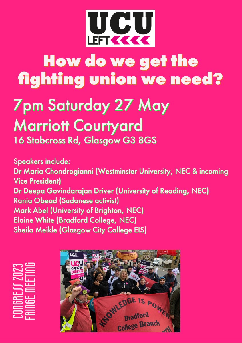 UcuLeft's tweet photo. How do we get the fighting union we need? https://t.co/9uKBQ4CySU
UCU Left meeting at Congress 2023
7pm Saturday 27 May
https://t.co/fUviSH4bNo
#UCUCongress2023 #ucuTOGETHER #RespectFE #ucuRISING #USS https://t.co/SDxjWB3gAu