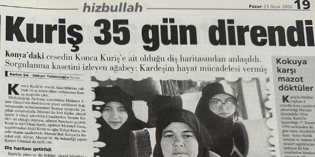 GurkanEngin_'s tweet photo. Henüz 38 yaşındayken, 35 gün süren işkenceyle öldürülen bir kadın.

Konca Kuriş.
_______
* 1.998 yılında evinin önünden kaçırıldı.
* 2.000 yılında Hizbullah'a ait bir evde cesedi bulundu.
* Katilleri, yapılan işkenceyi kayıt altına almışlardı. https://t.co/aBLyvgXOhA