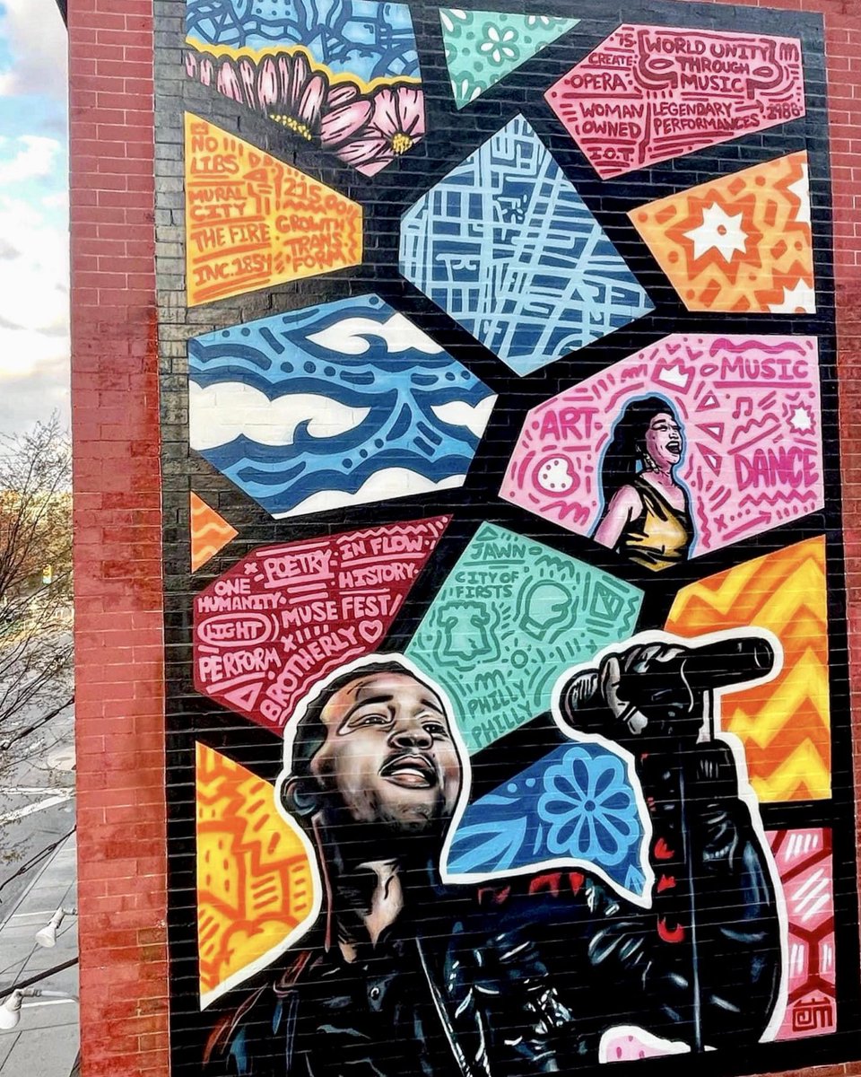 yaskofujii's tweet photo. PHILADELPHIA- si inaugurava oggi il bellissimo murale @muralarts di Alloyius Mcilwaine dedicato al grande @johnlegend sulla facciata di #thefirephilly live house di #KarenSaillant che dirige @intlopera . Felice di essere l’immagine rappresentativa di questo significativo luogo! https://t.co/RJcpuT3Geg