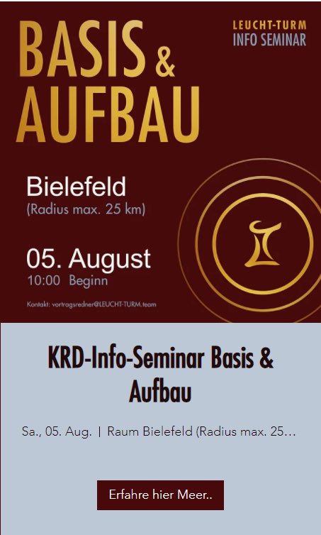 #Reichsbürger in #OWL: Das „#KönigreichDeutschland“ (KRD) will im August im Raum #Bielefeld ein Seminar veranstalten. Es gibt in der Region mehrere Anhänger, offenbar eine eigene Regionalgruppe und andere Strukturen. Ein kleiner Überblick: