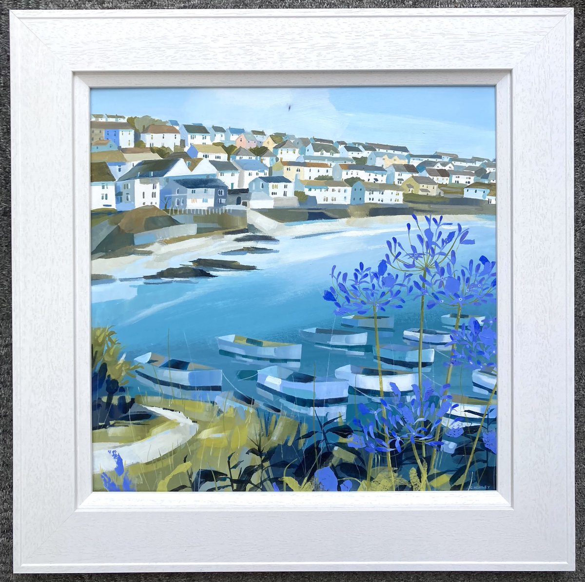 Here’s the latest Portscatho painting for @HarbourGallery . 

I’m very gratified to see this modest clump of agapanthus establishing itself on the far side of the harbour from the mothership of agapanthus that everyone always paints. 

PS a little bird told me this is sold.