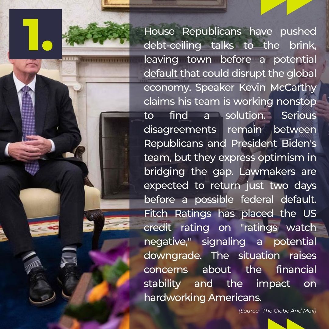 thegeosphere_'s tweet photo. "🚨 Thursday's news roundup has all the top stories for you. Stay informed with our daily news updates."

Top Headlines:
1. #DebtCeiling Talks Teeter: #Republicans' Risky Move.
2. #US says #Russia cannot win in #Ukraine war.
3. Deadly #attack rocks Northwestern #Pakistan. https://t.co/6YjIAjRSKt