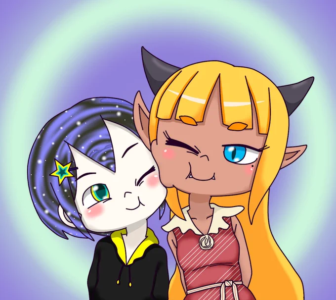 @HhitSDJ7MFYGQ6Z そうなんです!いつも遊んで頂いております😊
看板キャラの2名は魔王ちゃんに命名してもらいました。
(コスモスじゅぴ子、ハッブルじゅぴ太) 