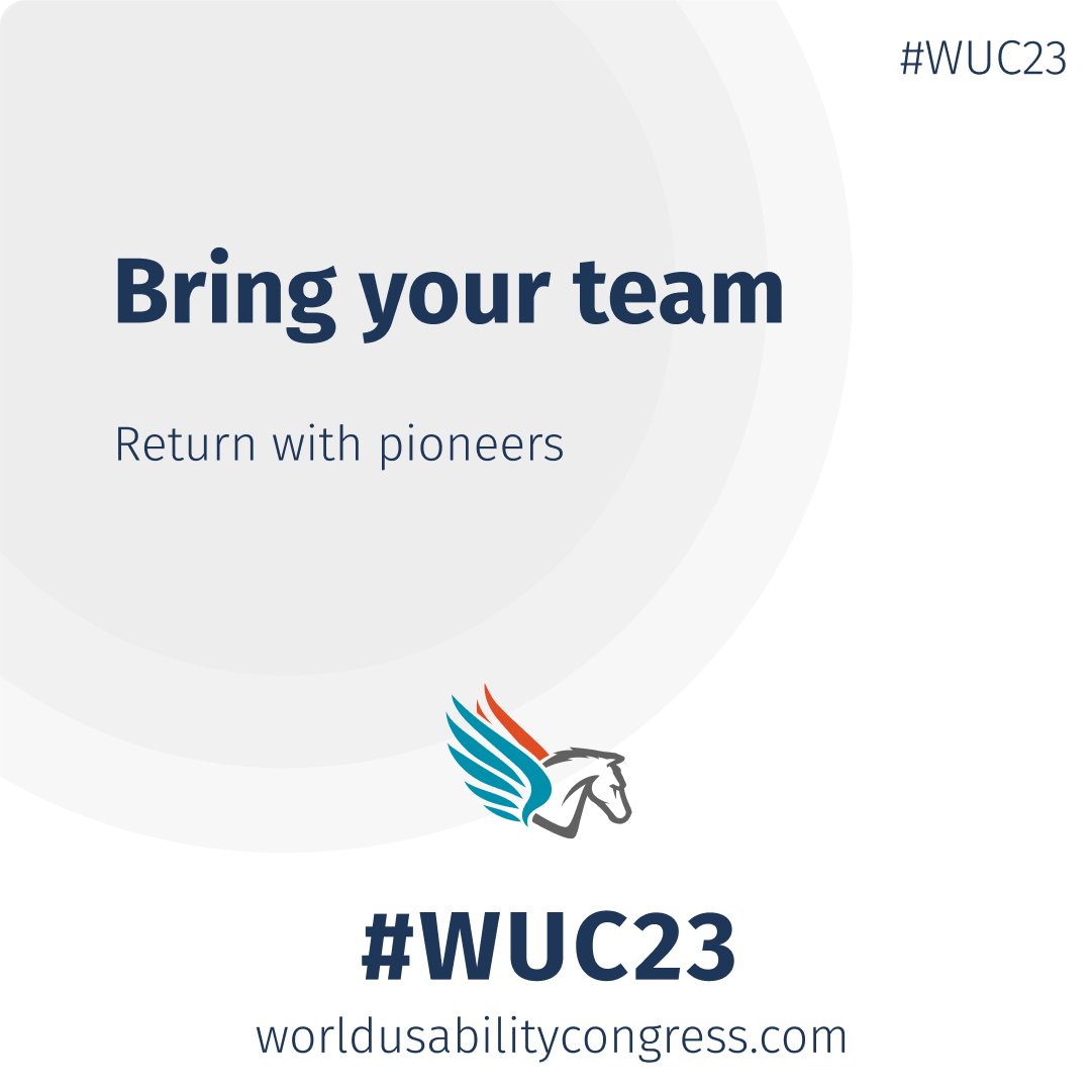 Introducing our special group offer: Join the conference as a group of a minimum of 4 and enjoy an exclusive discount.

To take advantage of this fantastic opportunity, simply drop us an email at pegasus@worldusabilitycongress.com, and our team will be thrilled to assist you. 📧