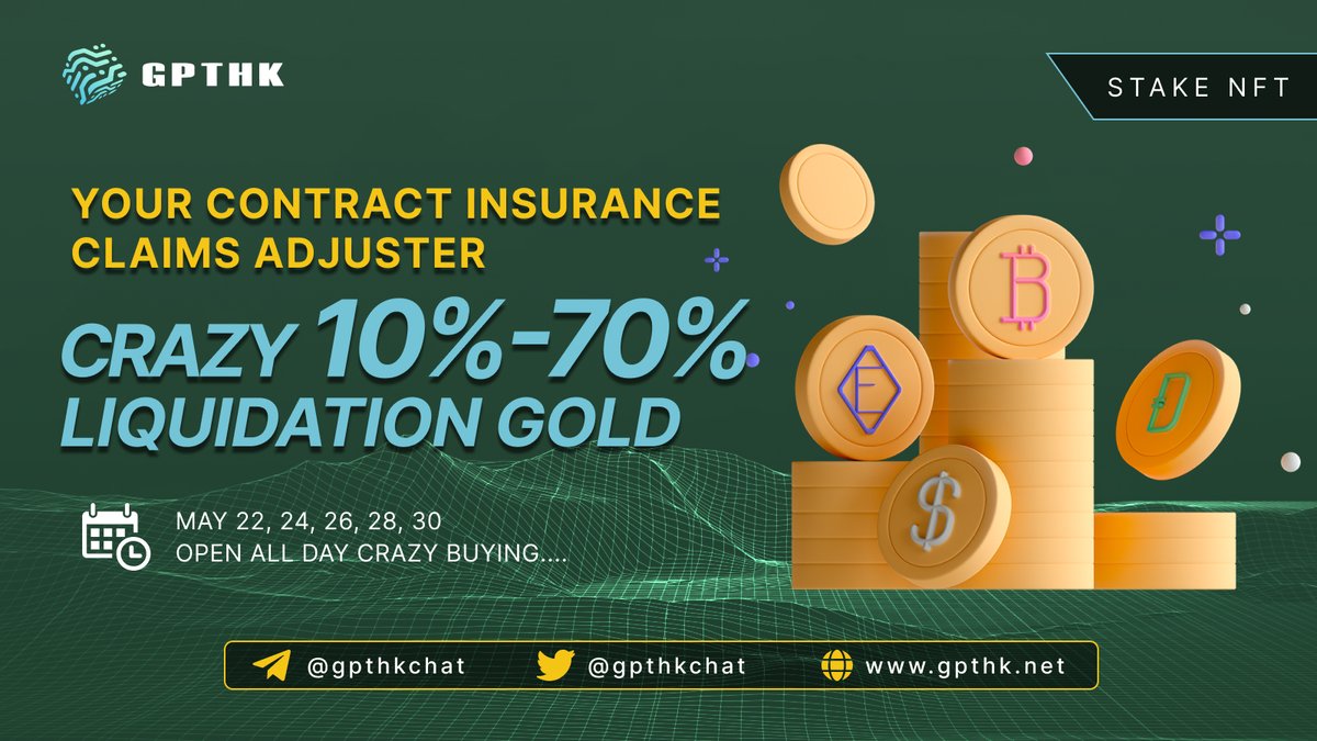 gpthknet's tweet image. Your Contract Insurance Claims Adjuster
Crazy 10%-70% liquidation gold
May 22, 24, 26, 28, 30
Open all day crazy buying....
#GPTHK #AIHK #BTC