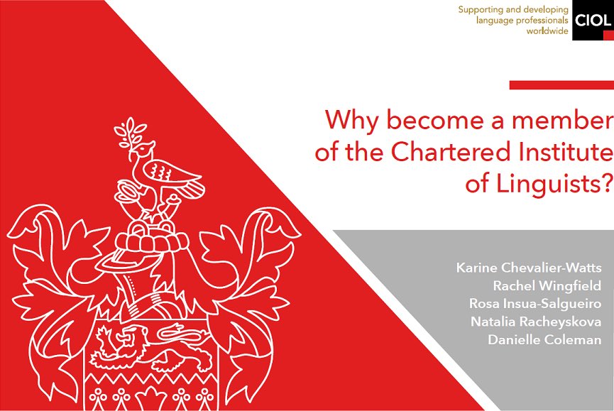 CIOL_Linguists's tweet image. Why become a member of the Chartered Institute of Linguists? 

Experienced #translators explain some of the reasons why:

ciol.org.uk/why-become-a-m…

#recognition #resources #networks #cpd #community #CIOL