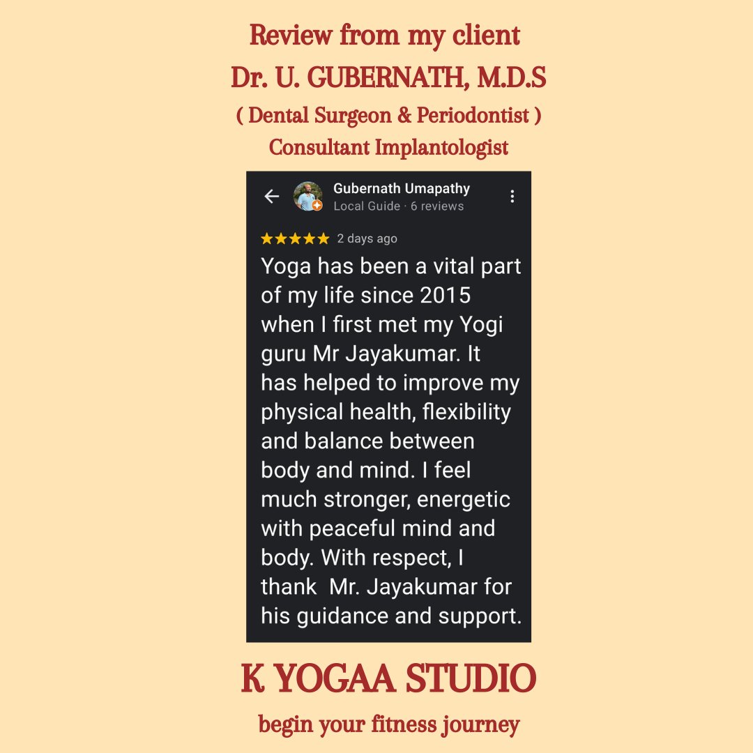“Thank you so much for taking the time to leave us this amazing review.”  #yogatherapy #yogaclass #yoganearme #yogacenter #yogastudio #Chennai