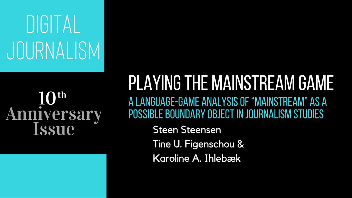 Digital Journalism (@djeditorialteam) on Twitter photo How do we consider “mainstream” as a concept in relation to digital journalism studies? <a href="/steensteensen/">Steen Steensen</a>, Tine U Figenschou and Karoline A. Ihlebæk probe how the term has been conceived in academic journals across two decades.
➡️tandfonline.com/doi/full/10.10… How do we consider “mainstream” as a concept in relation to digital journalism studies? <a href="/steensteensen/">Steen Steensen</a>, Tine U Figenschou and Karoline A. Ihlebæk probe how the term has been conceived in academic journals across two decades.
➡️tandfonline.com/doi/full/10.10…