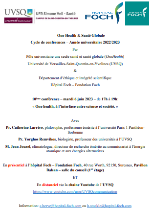 PrHerve's tweet photo. Mardi 6 juin à l'@HopitalFoch, nous aurons notamment l'honneur de recevoir M. @JouzelJean dans le cadre de la dernière conférence de notre cycle #OneHealth...
Cc @uvsq @FondationFoch @Env_Alfort @CEA_Officiel @SorbonneParis1 @EspaceEthique @ErenaBordeaux @Sante_Gouv https://t.co/GsnLYKAKkb