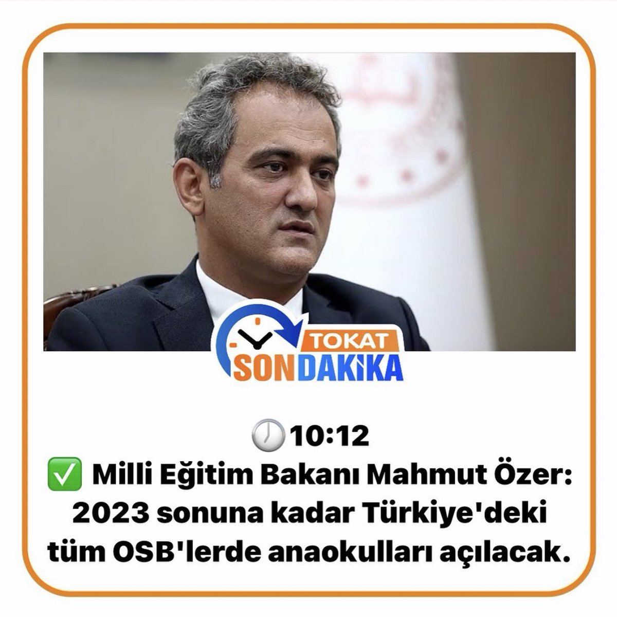 tokatsondakika's tweet photo. Milli Eğitim Bakanı Mahmut Özer: 2023 sonuna kadar Türkiye'deki tüm OSB'lerde anaokulları açılacak.
.
.
#ÜmitÖzdağ #SinanOğan #Erdoğan #Kılıçdaroğlu #Promter #BabalaTv #OğuzhanUğur #Seçim https://t.co/upJllH71De
