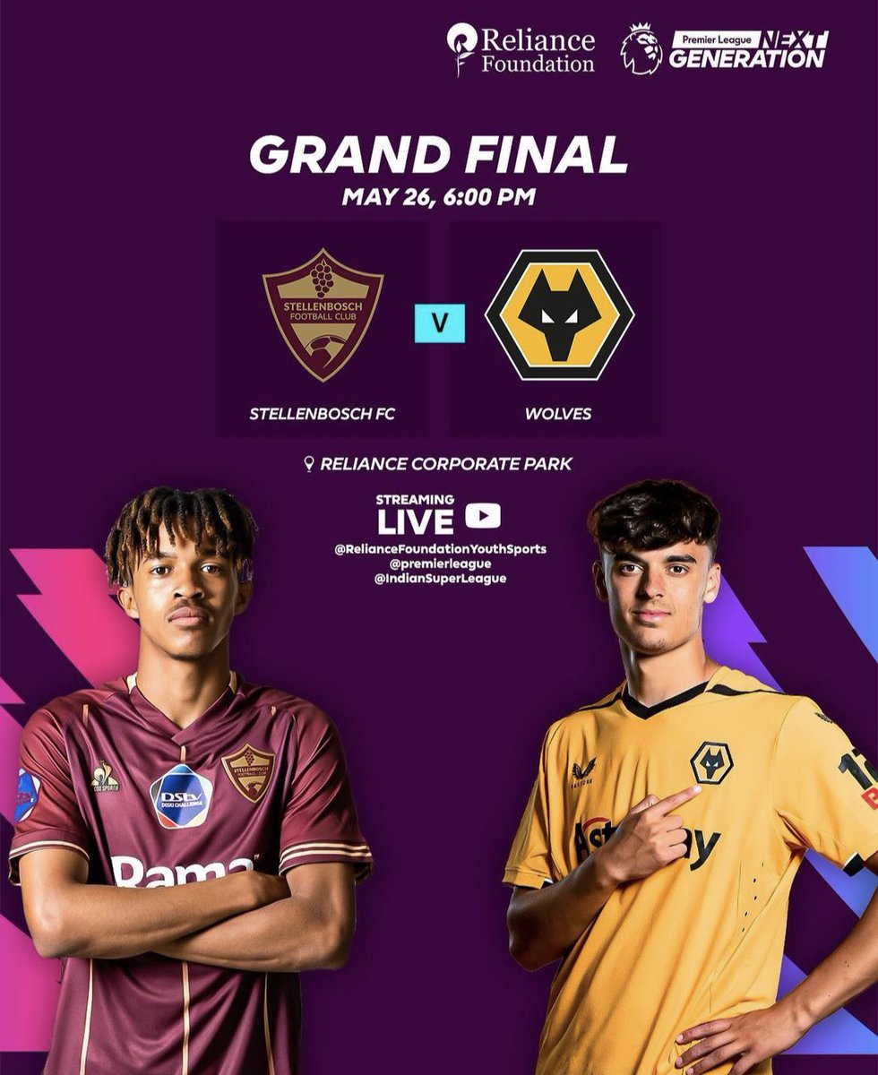 Asidlali's tweet image. 🚨MATCHDAY🚨

Clash of the invincibles🔥🔥🔥

Stellenbosch face Wolverhampton Wanderers in the Premier League NextGen final.

🏟️ Reliance Corporate Park 

⏰Kick-off: 2:30pm (SA time)

📺 Live here: live.supersportschools.com/events/6463821…

📸 cred: @StellenboschFC 

#Asidlali #PLNextGen