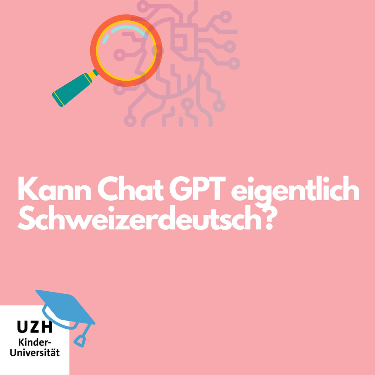 Chat GPT versteht 

…Schweizerdeutsch und kann sogar auf Schweizerdeutsch antworten!
Jetzt selbst testen und versuchen, den Dialekt zu erraten 🤓

#kinderuniversität 
#kinderuni 
#uzh
#ki
#ai
#chatgpt 
#künstlicheintelligenz 
#artificialintelligence