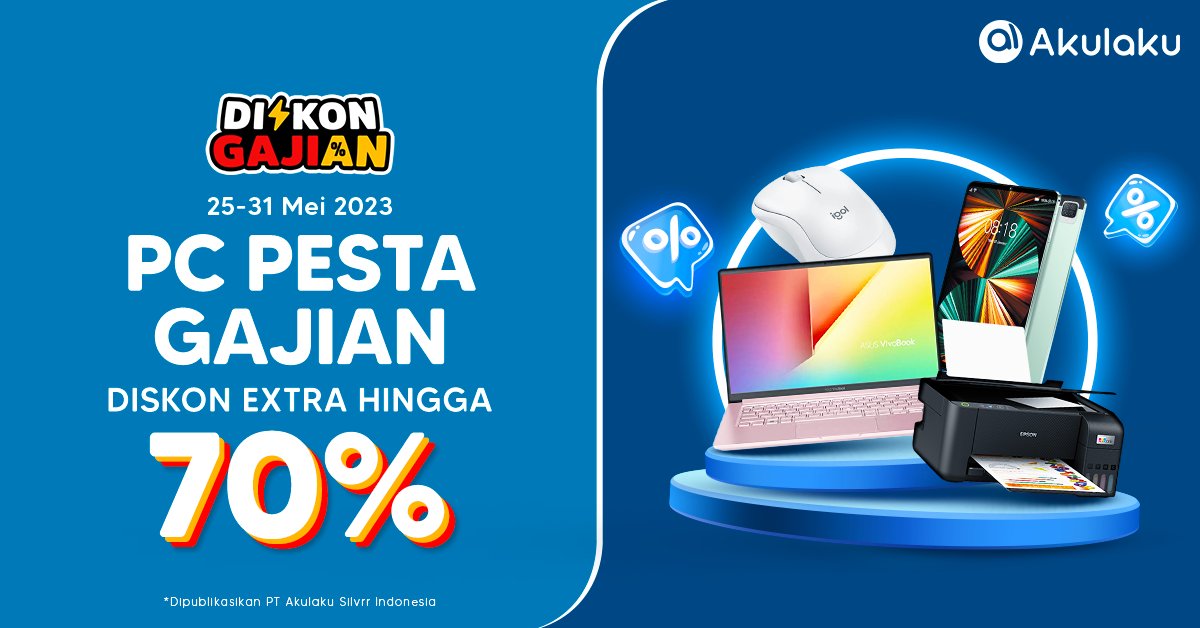 ALovers sini deh...  

Mulai dari Mouse, Printer, sampe Laptop DISKON EKSTRA HINGGA 70% loh 🖥💻🖱  

Beli yuk beli👉 bit.ly/PCPestaGajian2 
#AkulakuIndonesia #PromoPC #PromoLaptop #BelanjaOnline #InfoPromo