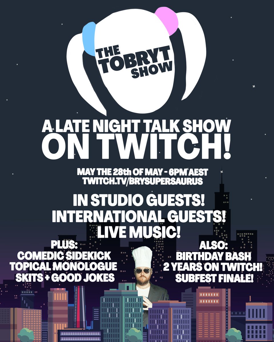 I made a Late Night Talk Show and it’s premiering this Sunday Night!!

It will also be my birthday/streamaversary AND #ANZSubFest FINALE! Subs = candles on cake!

Been working on this for ages and I’m really excited! I hope you like it, see you Sunday!! <a href="/Twitch_ANZ/">Twitch ANZ</a>