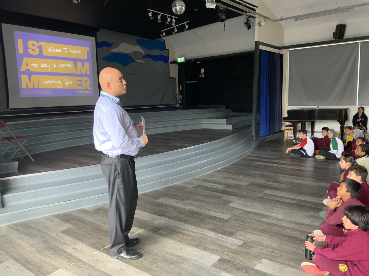 MountStewartSch's tweet photo. Thank you Neil, for coming in to talk to KS2 about stammers and sharing the STAMMA presentation with us.  We found the strategies for interacting with those with stammers really helpful. #stammer #tmsscommunity https://t.co/W4oG6sdVp2