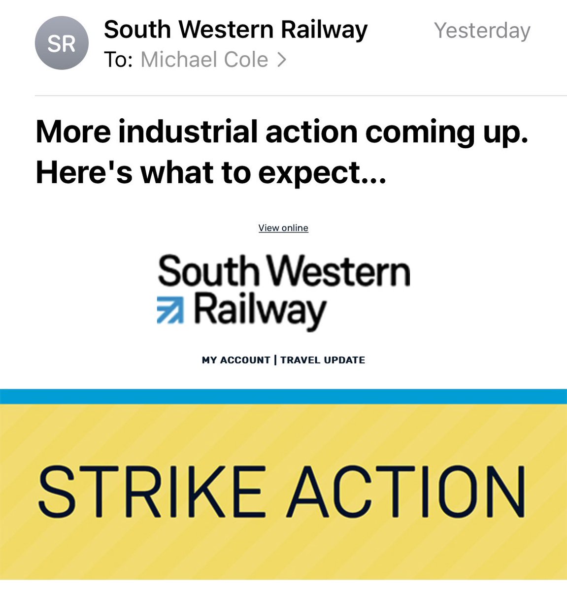 potifically's tweet photo. Is it just me being overly sensitive, but  seeing @SW_Help talk about a strike “coming up” is a bit insensitive, lighthearted and makes it sound like a game show or TV program and something they are proud of. Coming up next - we’re fekking up your weekend “Taking place” maybe? https://t.co/jvQwpJXEKx