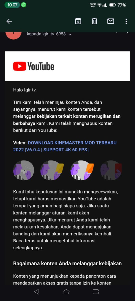 igir_tv's tweet photo. @TeamYouTube 

why was the video deleted last week, but today got a violation https://t.co/T4B3jnU9Mg
