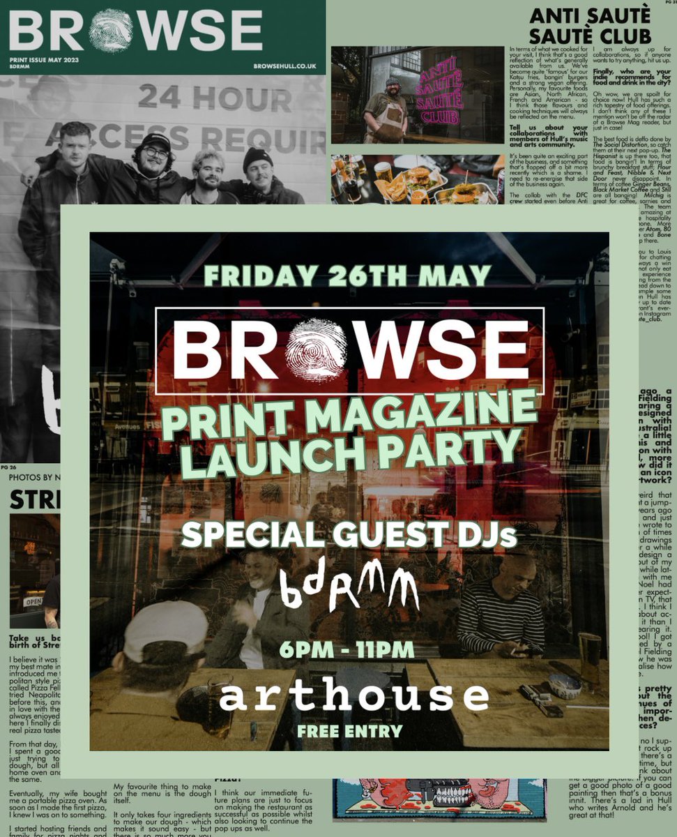 Launch day - BROWSE MAGAZINE returns to print...

And we're throwing a free party to celebrate this evening in ARTHOUSE from 6pm with special guests, and cover features BDRMM