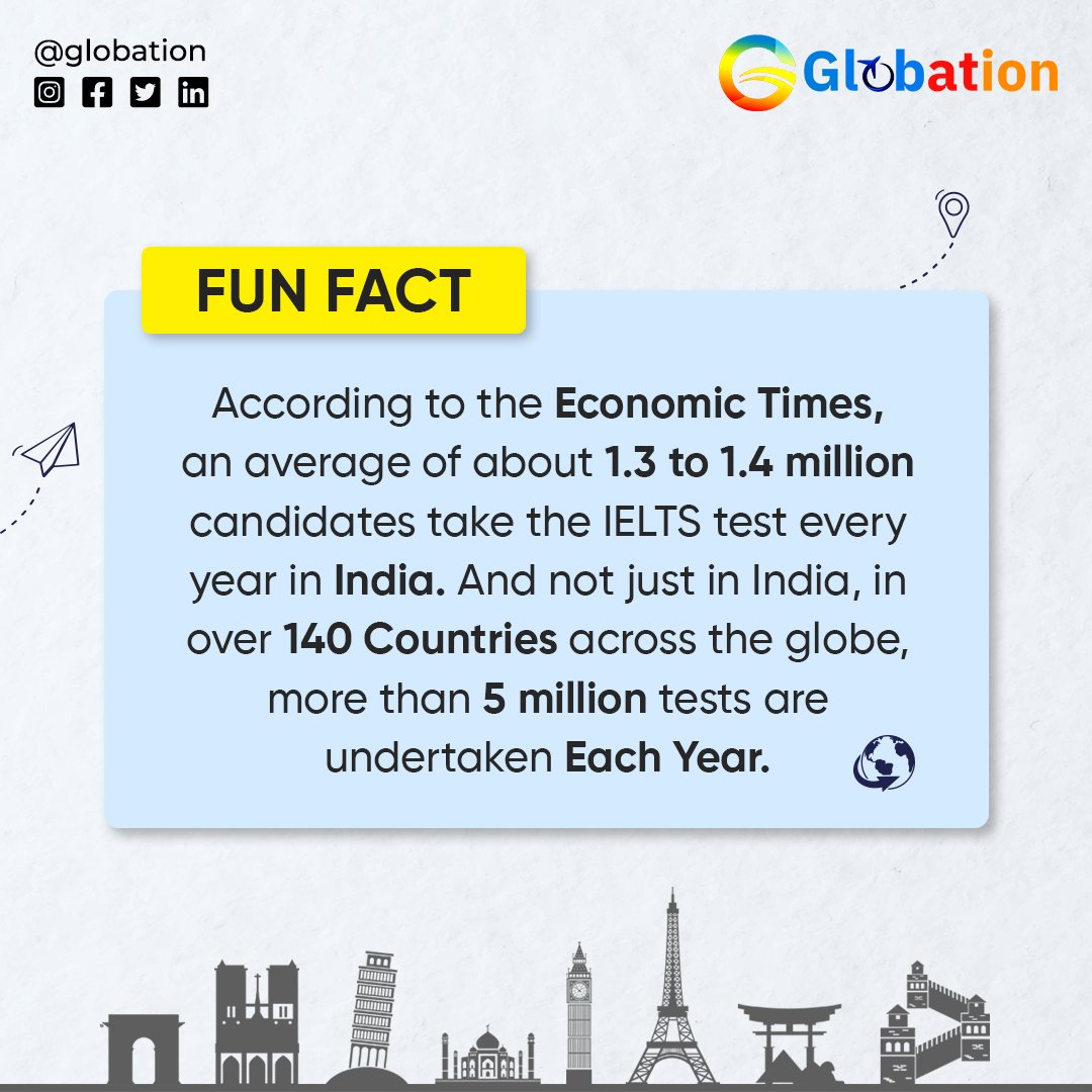 itsglobation's tweet image. From #India to 140+ countries, millions of candidates are seizing their chance to showcase their #Englishlanguageproficiency through the #IELTS test. Are you ready to embark on your journey? Prepare, excel, and let your language skills shine on the #global stage! 
#globation