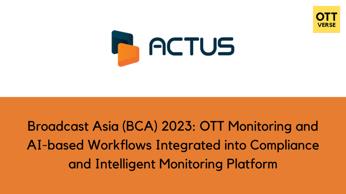 @ActusDigitalTM  will introduce two new products along with significant improvements to the latest version of its AI-based Intelligent Monitoring Platform at the BCA convention.

Read more : zurl.co/02jS 

#ott #ottverse