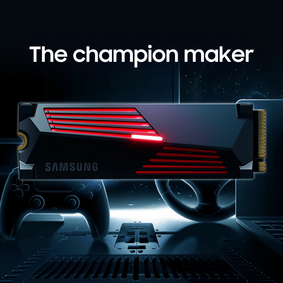 Call it the champion maker. Compatible with PS5 and DirectStorage, the #990PROwithHeatsink by #SamsungSSD offers the ultimate performance for gamers who can’t afford to drop a frame in a firefight. Level up today. 
smsng.co/990PROwithHeat…