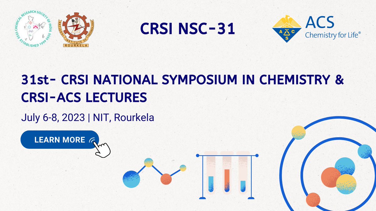 Join ACS at the 31st CRSI National Symposium in Chemistry & CRSI-ACS Lectures, happening July 6-8 at @nitrourkela 🧪🔬 Learn more about the symposium at fal.cn/3yyDH 🌐 @31CRSI_NSC #CRSI #ACSinIndia #ChemistrySymposium #Chemistry #ACSInternational @ChemResSocIndia