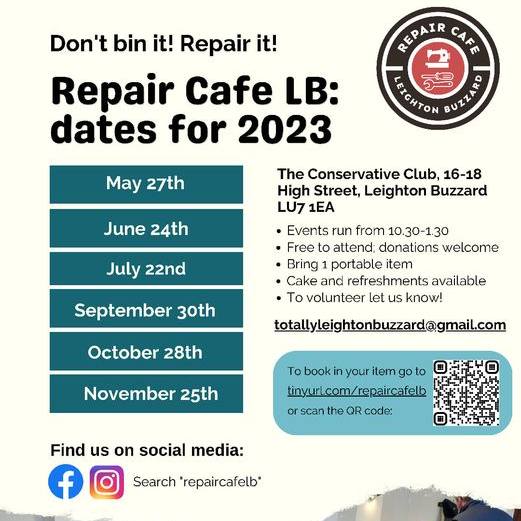 BucksRecycles's tweet image. It&apos;s a busy #Repair Cafe weekend across Bucks. There 3 in Bucks - Hazlemere, Chesham, Ivinghoe &amp;amp; 1 across the border in Leighton Buzzard. So if you have something that needs fixing, take it along. May is #TheBIGFIX2023  a national Repair movement lead by @RecycleDevon