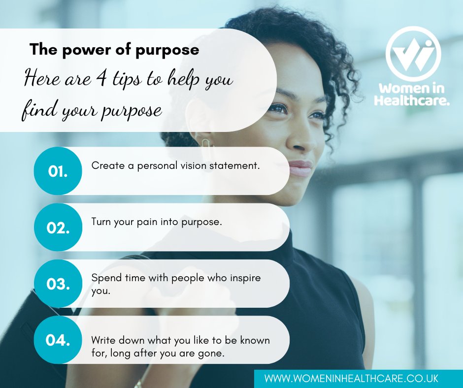 WIH_UK's tweet photo. Purpose makes us want to get up in the morning!

Purpose can help you create meaning.

Identifying, acknowledging, and honoring your purpose is the foundation of a well-rounded life. 

Become unstoppable!

#womeninhealthcare #womensupportingwomen #womensupport #womanhood #purpose https://t.co/DjrJWbVxEL