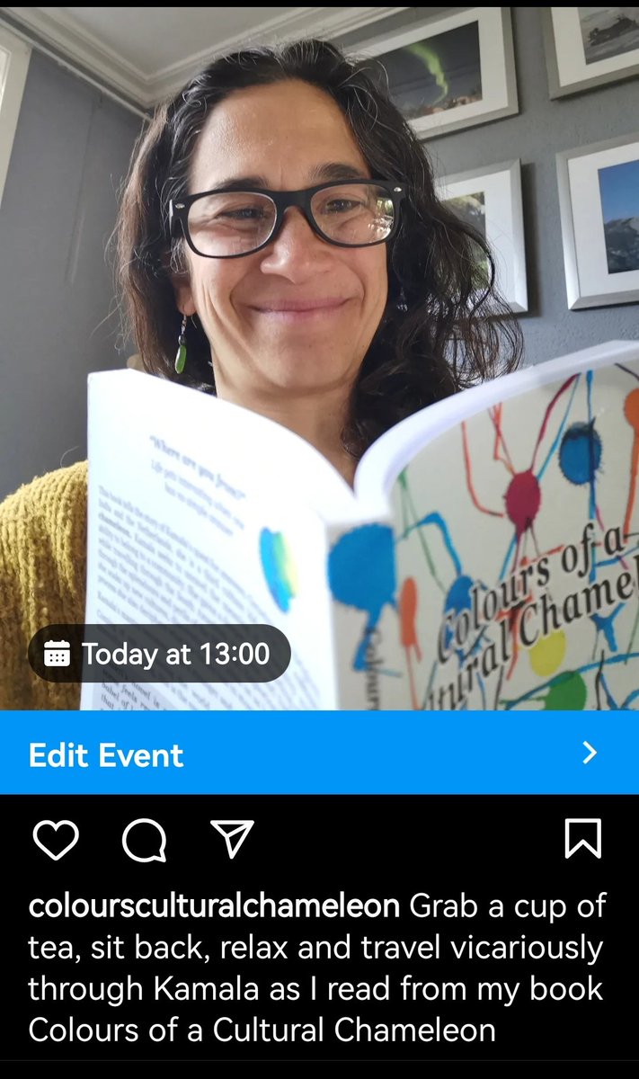 HannieShakti's tweet photo. Come join me over on Instagram (Colours Cultural Chameleon, see comments to follow)
& travel vicariously through Kamala as I read from my book Colours of a Cultural Chameleon
Today 1pm UTC+2
#readingcommunity #authorreading #reading #book #livebookreading #traveltheworld #cck https://t.co/WOl8HnsIa6