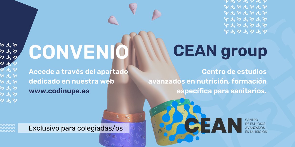 Anunciamos nueva colaboración para que las y los colegiados puedan seguir teniendo ventajas por ser parte del Colegio Profesional.

En este caso, ligado a la parte de formación continuada con la empresa CEAN (ceangroup.com).

En nuestra web todos los detalles.