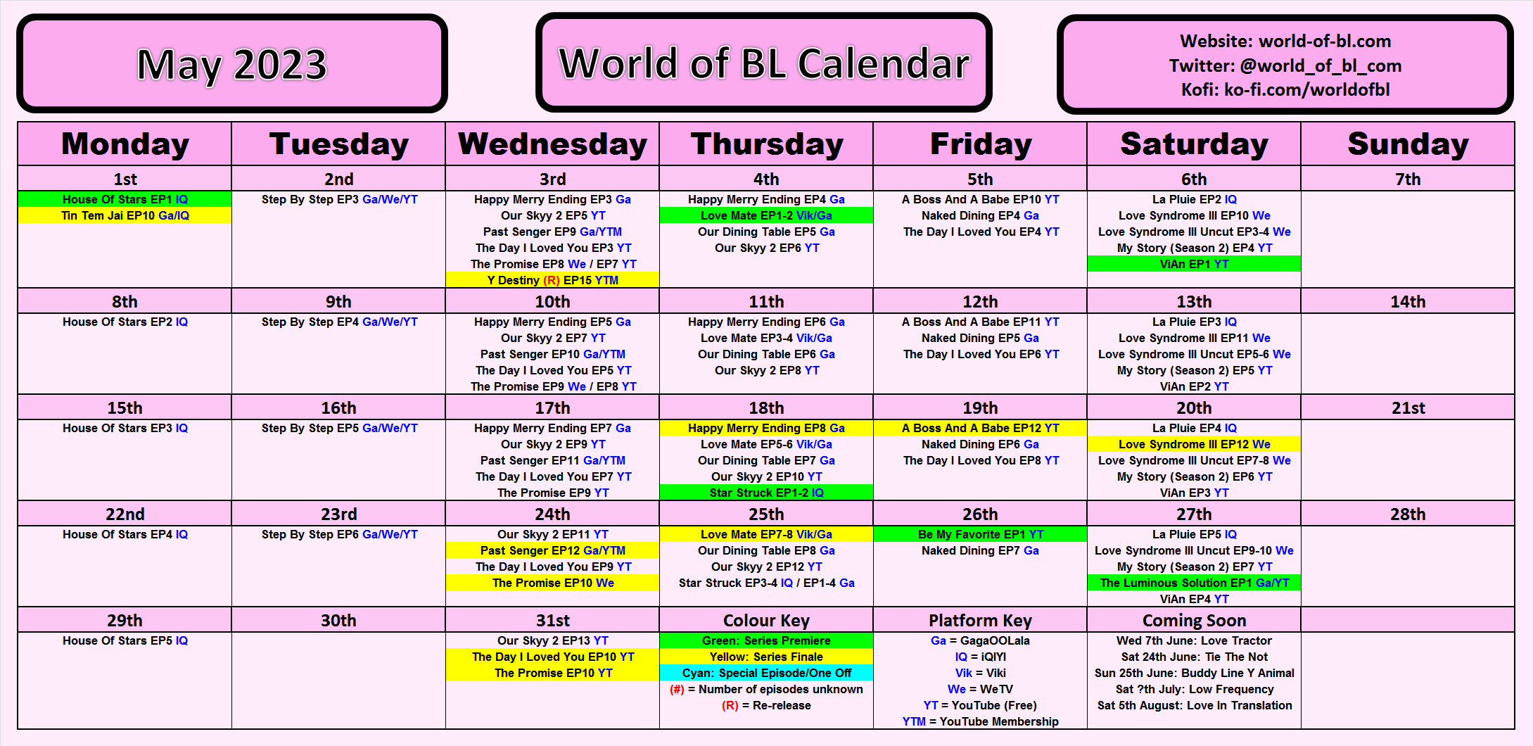 WorldofBL on Twitter "Updated BL calendar for May 2023. Changes