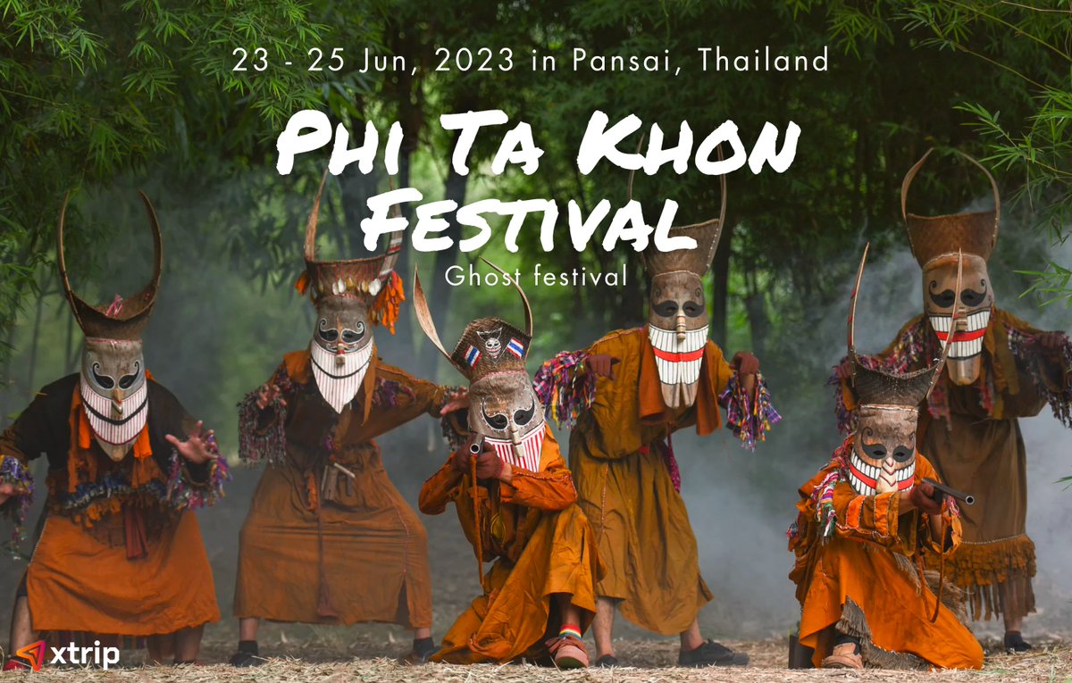 FESTIVAL IN JUNE  💐 Phi Ta Khon Festival, #Thailand  
Similar to Halloween, in this Thai festival, townspeople dress up in ghost costumes and participate in colorful parades in the streets. Prepare yourself a unique mask and immerse yourself exciting atmosphere here!
#xtrip
