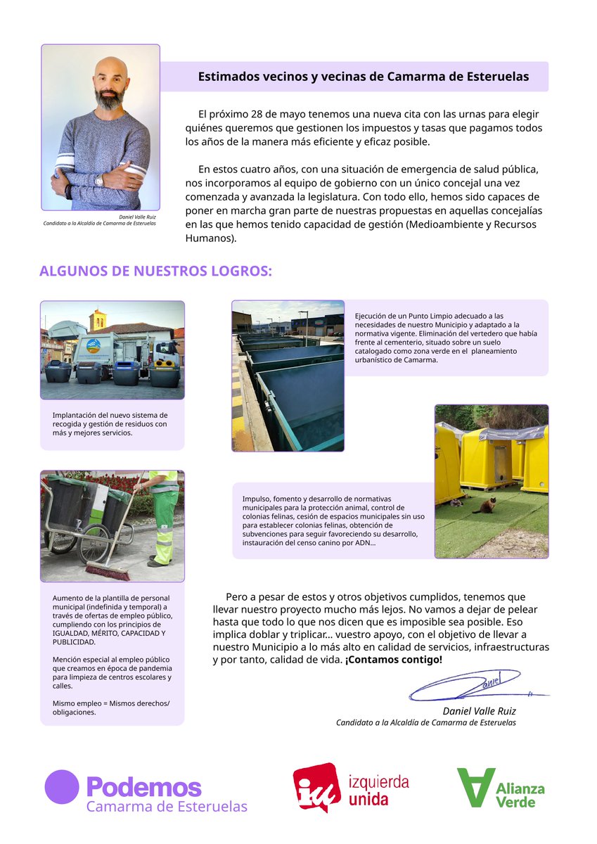 podemoscamarma's tweet photo. Buenas tardes a tod@s.
Como sabéis, estos días, el correo está con mucha carga de trabajo. Por eso, os dejamos la publicación aquí.📷
Este 28M Vota Podemos-Iu-Alianza Verde.
#PodemosCamarma
#28M https://t.co/g8ZVv0gFX7