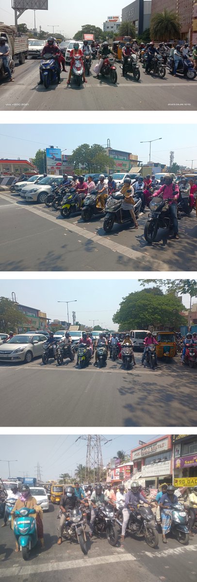 Helmet wearing and Stop Line discipline followed in Chennai. 

Safer and Smarter Chennai. 

#ChennaiTraffic #helmet #NoParking #zebra #RoadSigns #DoNotDrinkAndDrive #NoHonking #NeverOffDuty #InPublicService  #YourSafetyOurPriority #GreaterChennaiPolice