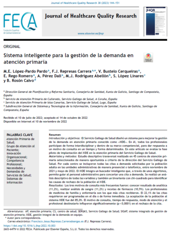 JHealthQualityR's tweet photo. 📰 Sistema inteligente para la gestión de la demanda en atención primaria
✏️Original en el @JHealthQualityR #RevistaSECA #JHQR
👉 https://t.co/sSD9rIhmEz
✅#CalidadAsistencial #AtencionPrimaria #InnovacionOrganizacional #CompetenciaProfesional #Demanda #SistemasdeInformacion https://t.co/IokdcSeknd