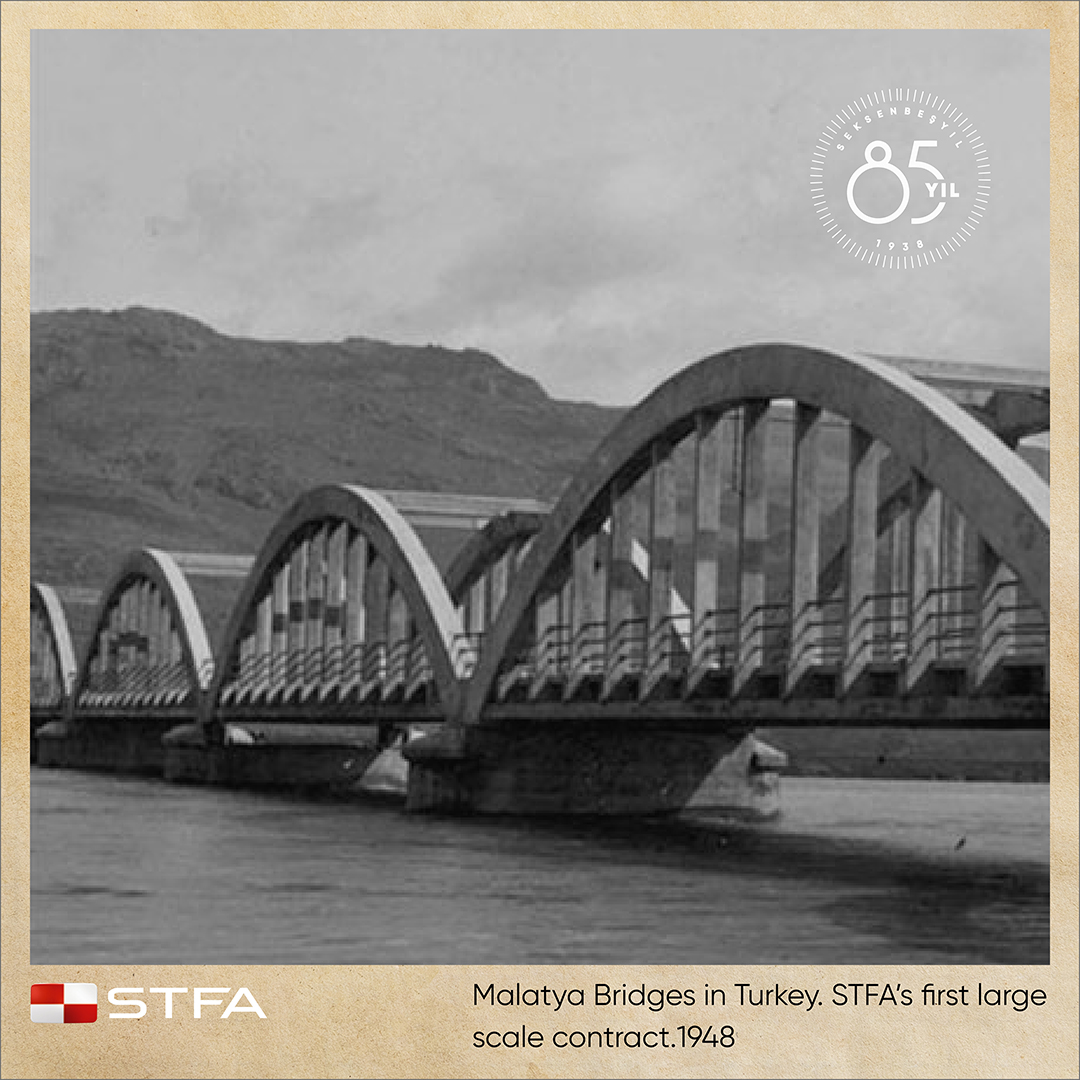 STFA'nın ilk büyük ölçekli sözleşmesi imzalandı. Malatya Köprüleri 1948
Malatya Bridges in Turkey. STFA's first large scale contract. 1948
#stfa #stfaholding