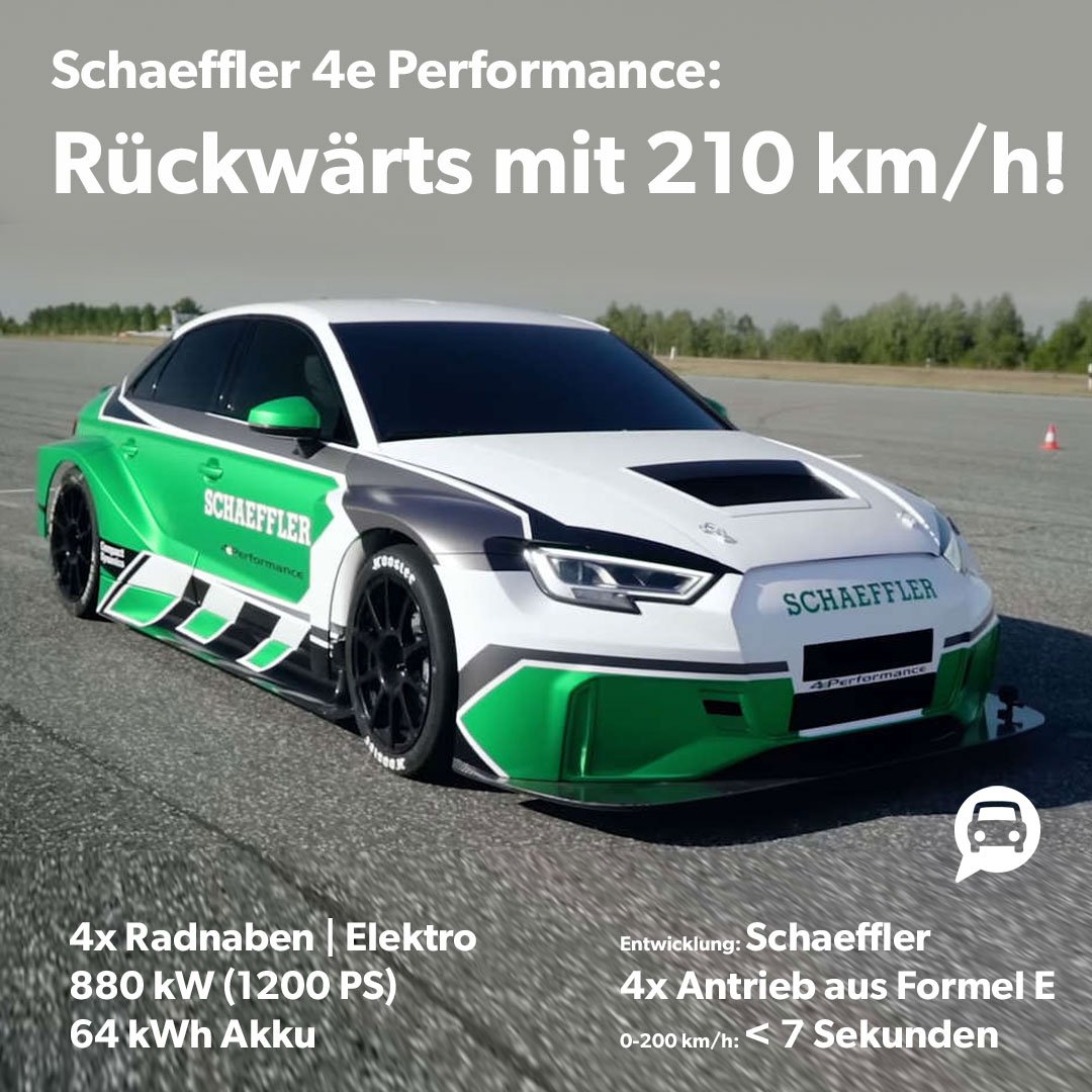 210 km/h rückwärts: Der Schaeffler 4e Performance ist eine umgebaute A3 Limouse. Unterm Blechkleid: 2 Akkupakete mit 64kWh Kapazität und 4 (gebrauchte) Formel-E-Motoren mit insgesamt 880 kW und 1280 Nm.
#motortalksuperlativ #Audi #Abt #Schaeffler #EMobility #FormelE