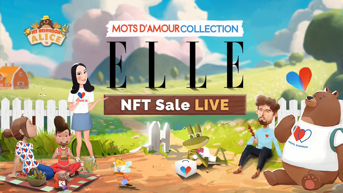 📣 Neighbors, ELLE's Mots 'd Amour Collections are NOW live on #Binance and #Opensea. 

This exclusive sale will run for 24 hours. ⏳

Get the chance to own Rare, Epic or Legendary fashion clothing and furniture #NFTs. 🥻🛋️

🛒 Read more about it here:
myneighboralice.medium.com/my-neighbor-al…