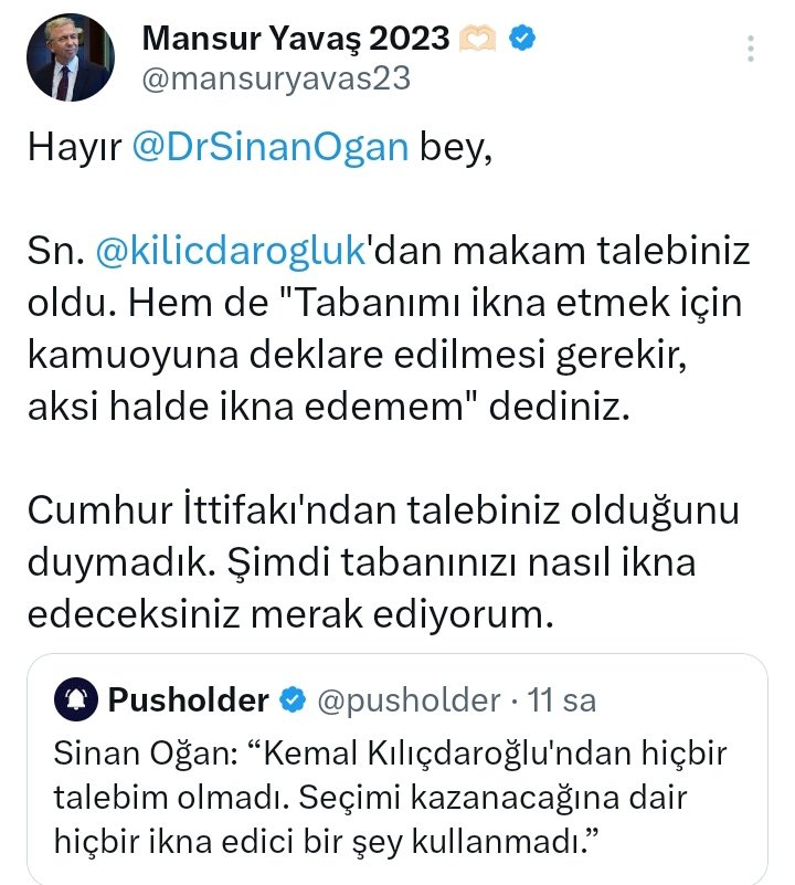 bgyetherr's tweet photo. Mansur Yavaş, Sinan Oğan'ın sözünü yalanladı. https://t.co/OJtIgBN8X8