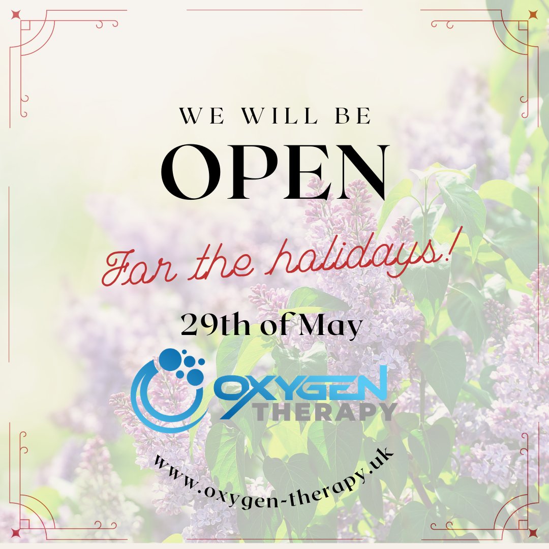 WE ARE OPEN ON BANK HOLIDAY :)

#bankholiday #may #oxygentherapy #stayopen #peterborough
